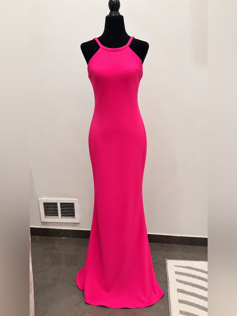 Calvin Klein Fuchsia Pink Backless Maxi Evening Gown Size 6